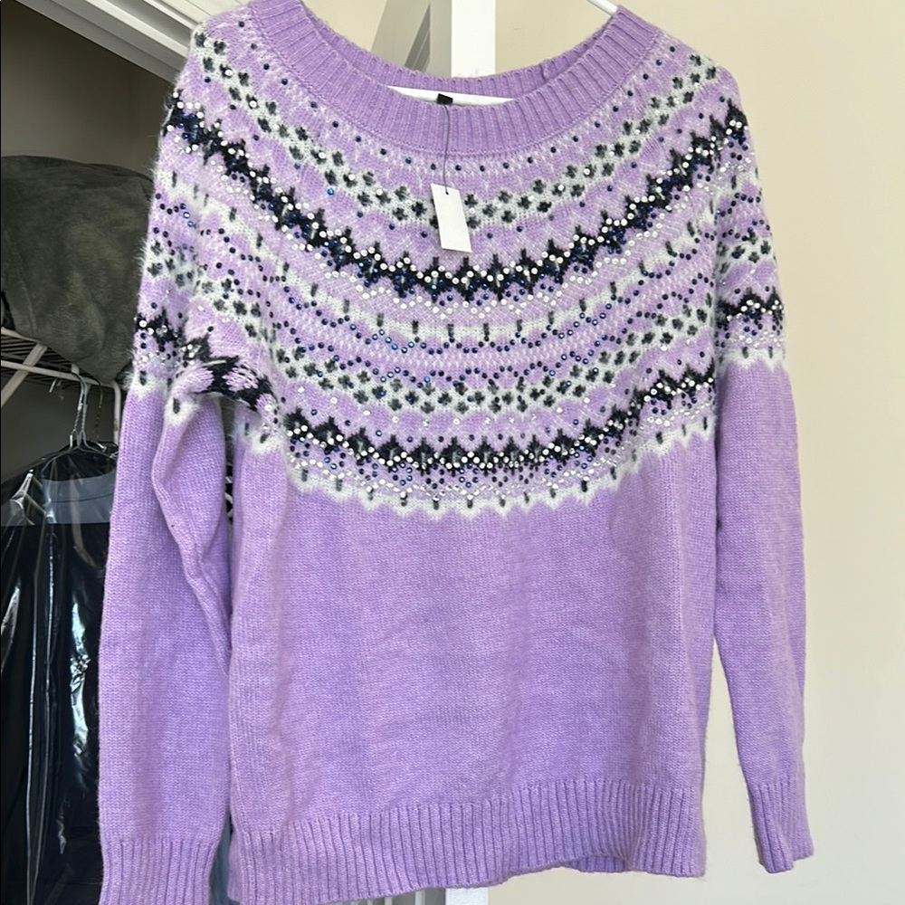Lavender Patterned Women's Sweater